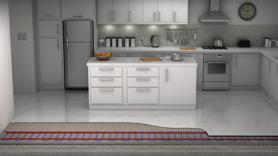 padlófűtés a konyhához