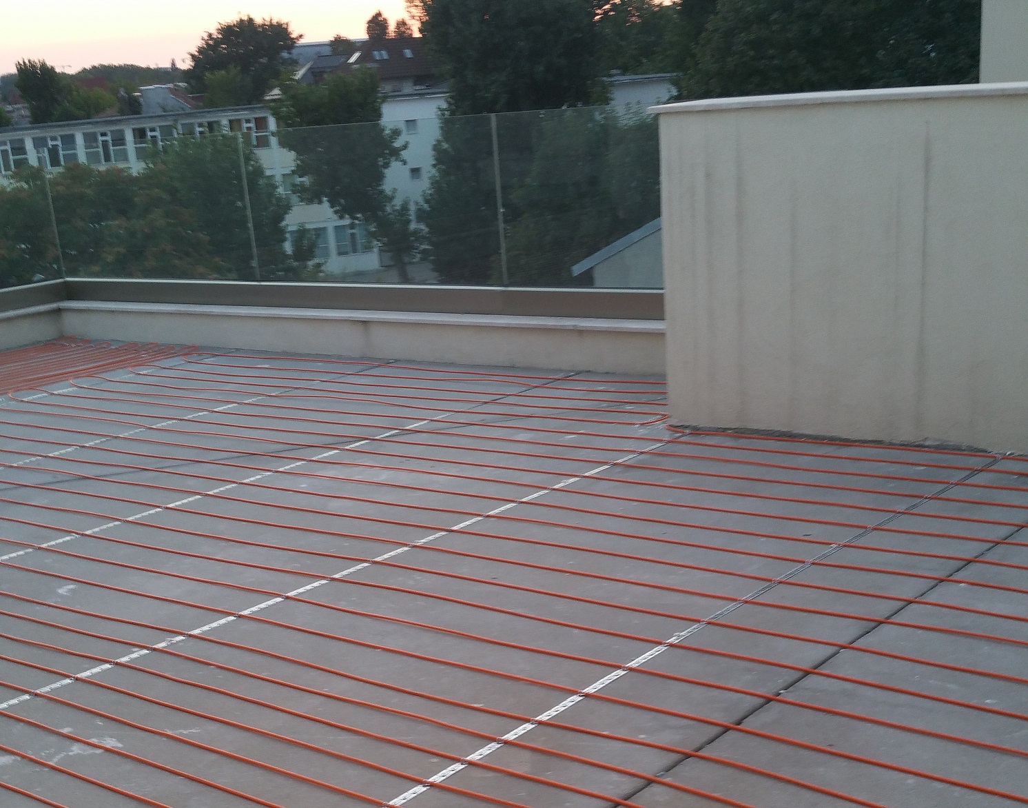 Snow melt cables installed in a terrace